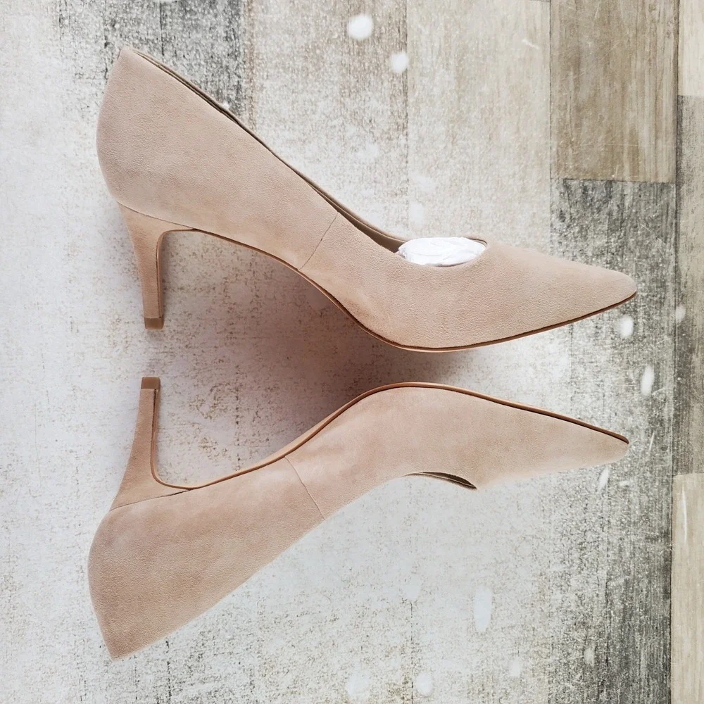 Vince Camuto Kehlia Womens Pumps Sz 6.5 M Tortilla Torano Suede Kitten Heel